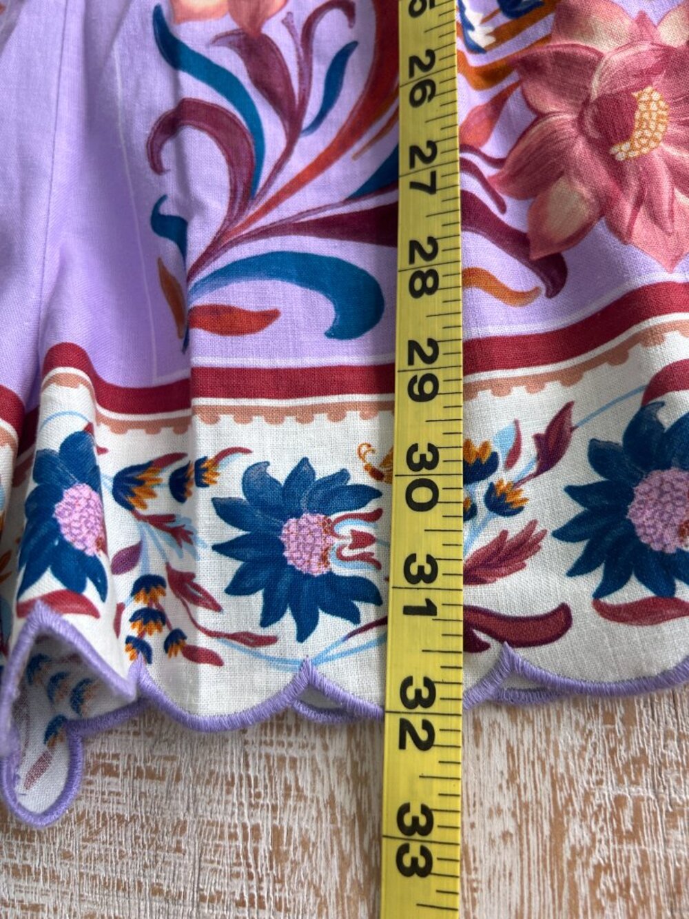 Farm Rio Flower/Floral Tiles Lilac Scalloped Linen Romper Size Medium NWT - Picture 14 of 16